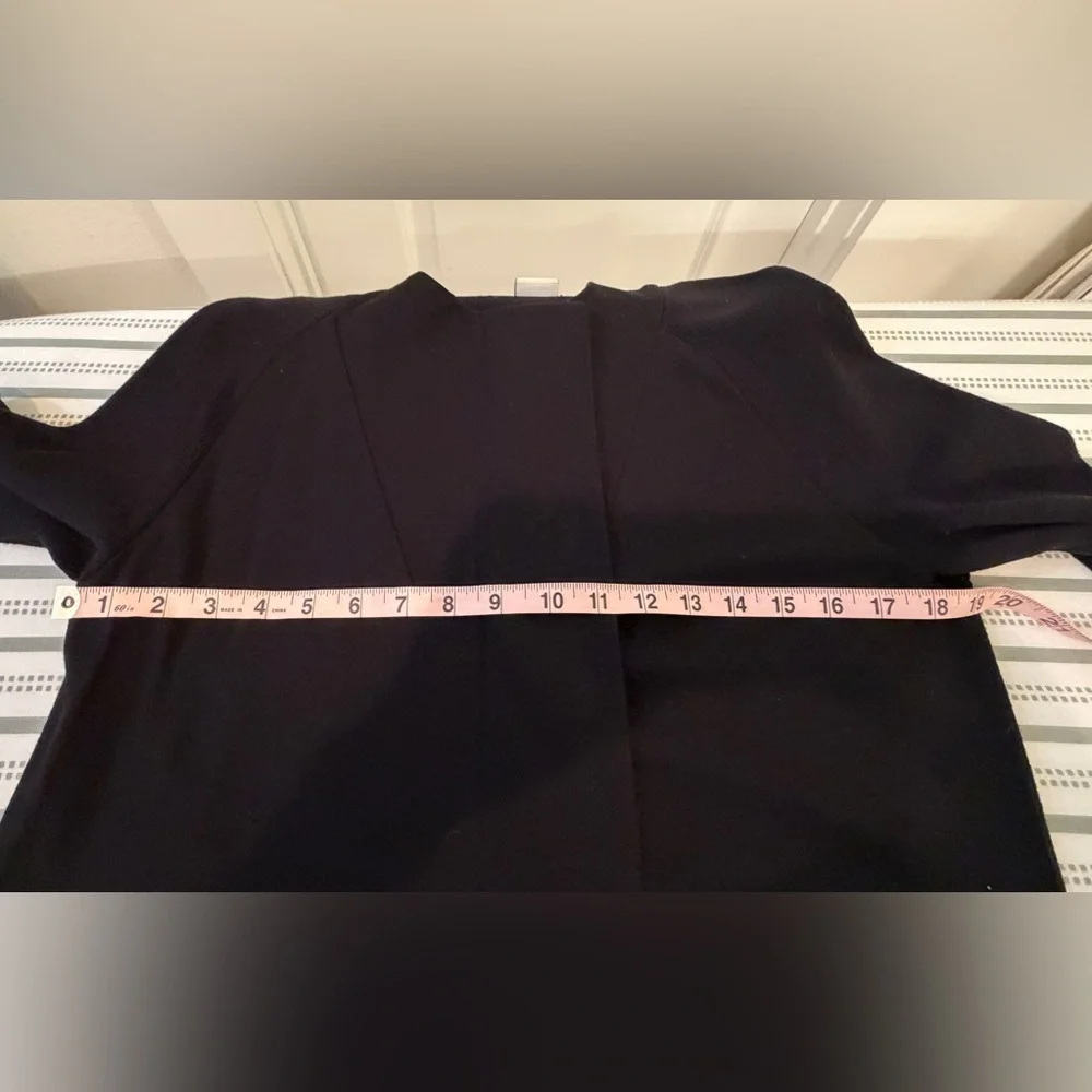 CAbi Black Longline Sweater Jacket with Faux Leather-Trim Pockets